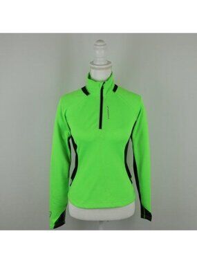 Brooks Women's Small Green & Black High Visibility 1/4 Zip Athletic Pullover